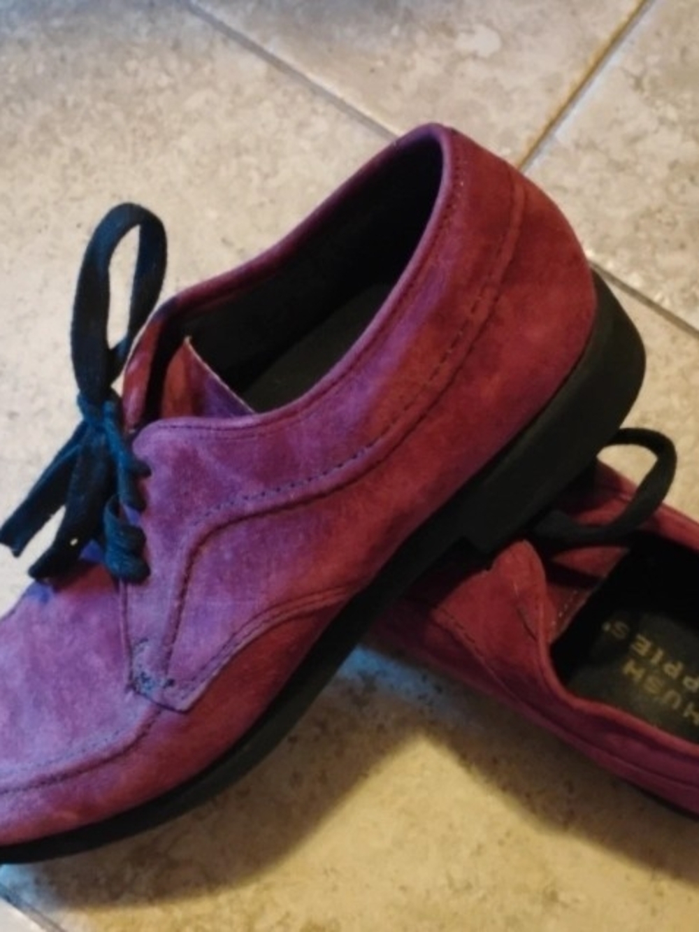 Hush Puppies Men's Suede Lace-Up Oxfords in Burgundy